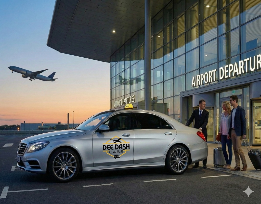 Executive DeeDash cab ready for airport transfer