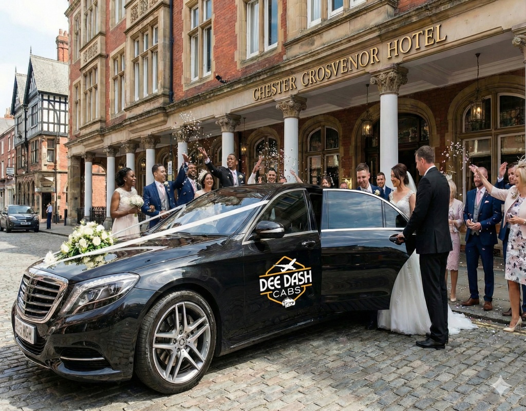Wedding party using DeeDash chauffeur service
